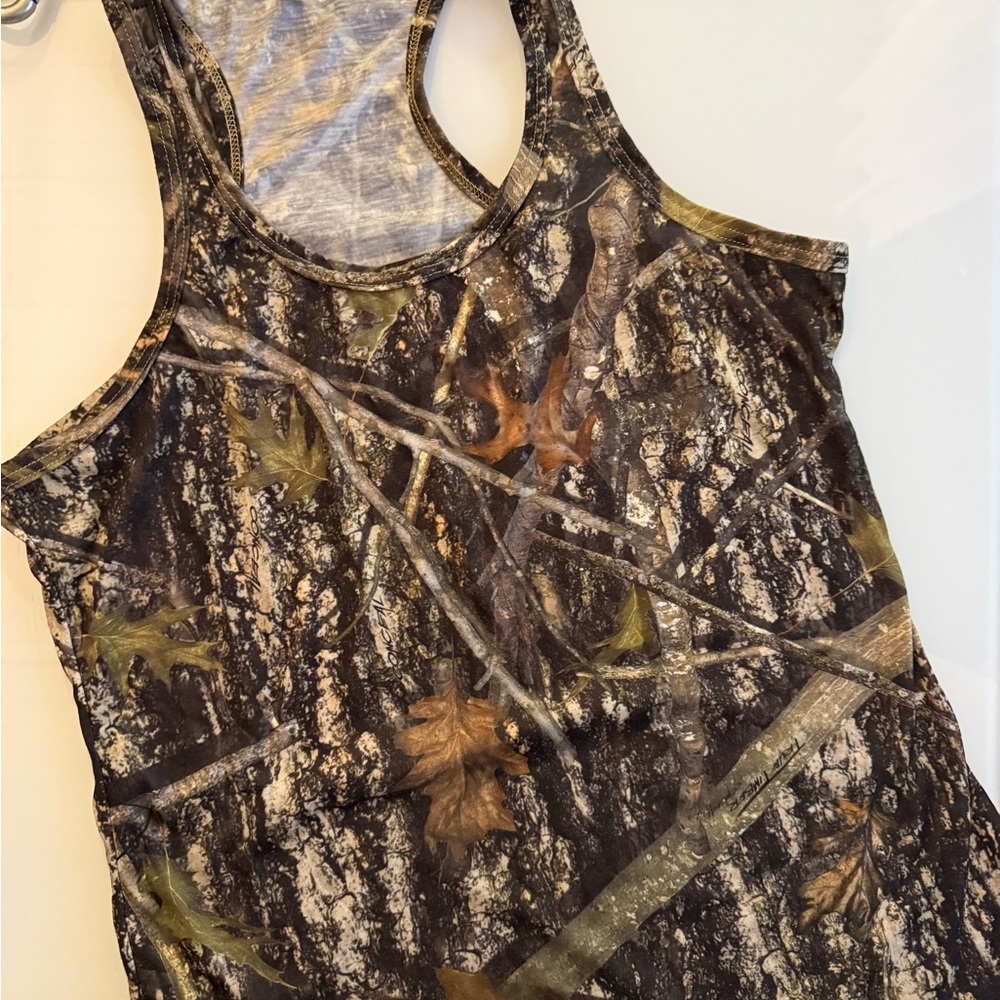 Camo Tree Bark Print Racerback Tank Top